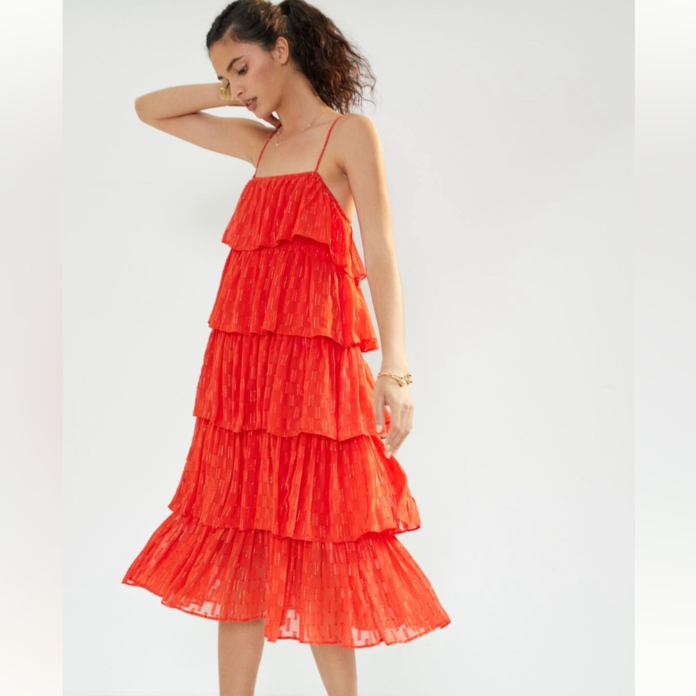 Anthropologie Tiered Ruffled Midi Dress